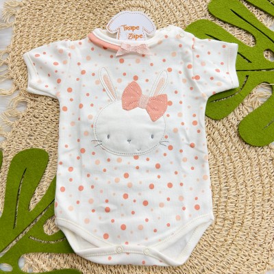 CONJ. DE MALHA 3 PEÇAS - Coelha de Laço - Rose e Off White